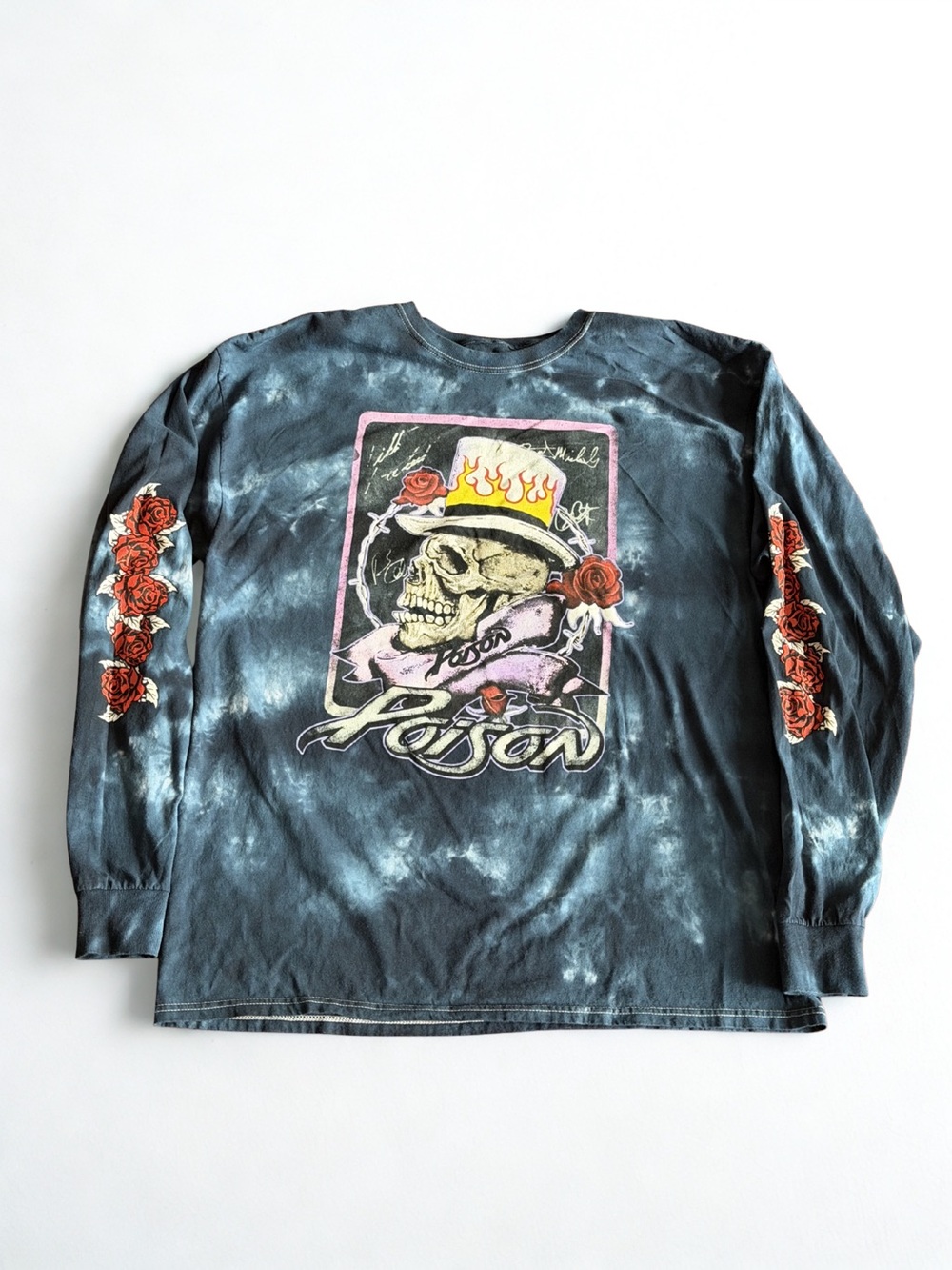Poison skull Tie-Dye Long Sleeve T- shirt Small Rock band tee